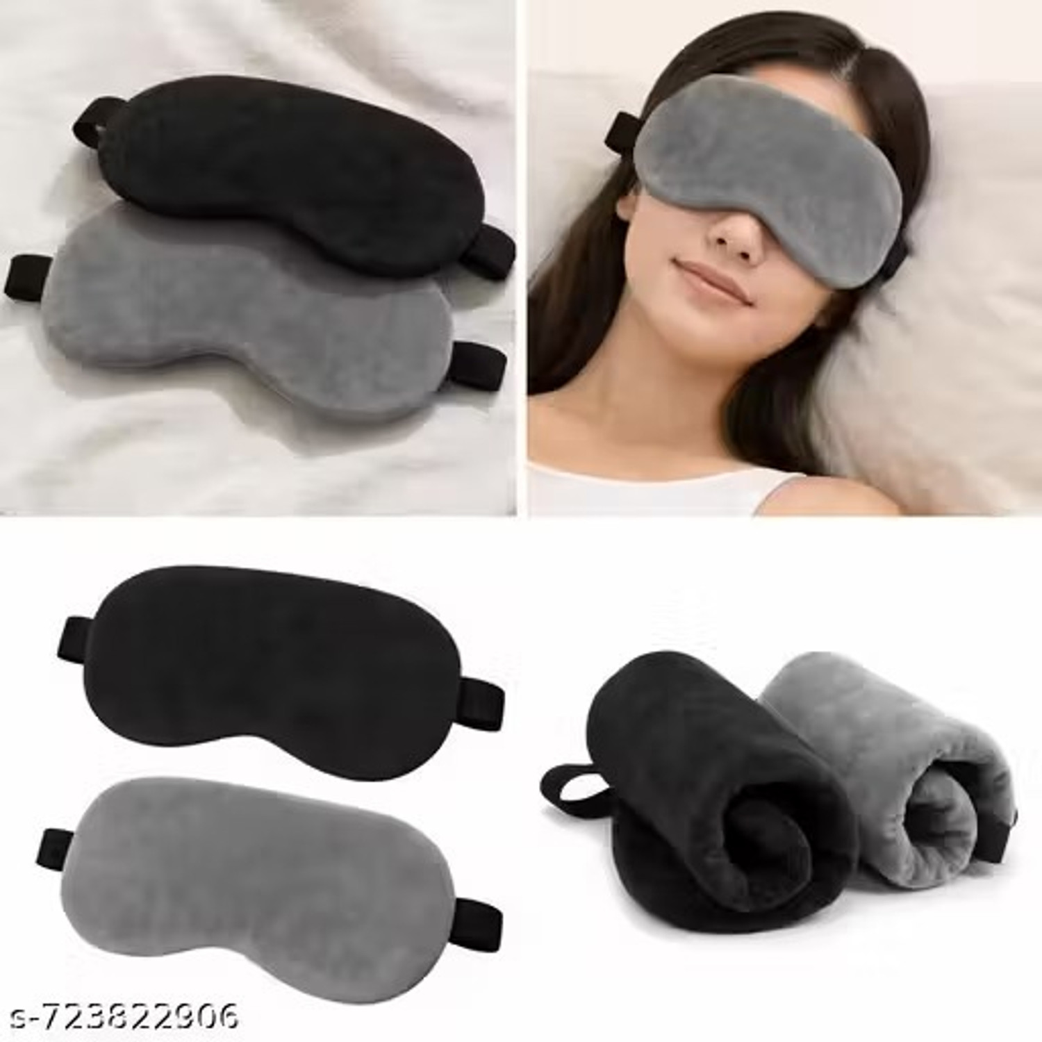 Image of Emutz Eye Mask Super Smooth, Secure Fit (Black, Grey) (Pack Of 2) (2 g)