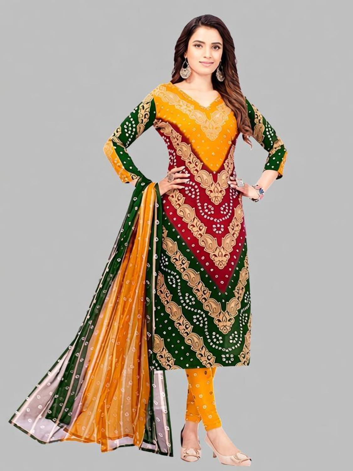 ANJAVI FASHION Crepe Printed Salwar Suit Material