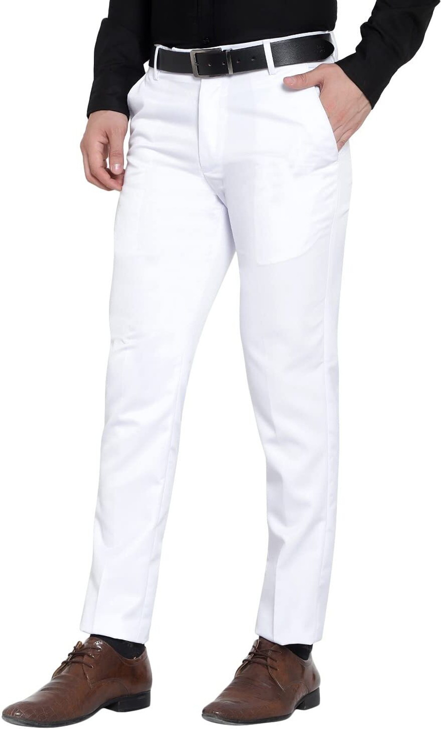 Image of BRDFASHION Slim Fit Men White Trousers