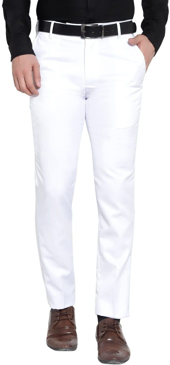 Image of BRDFASHION Slim Fit Men White Trousers