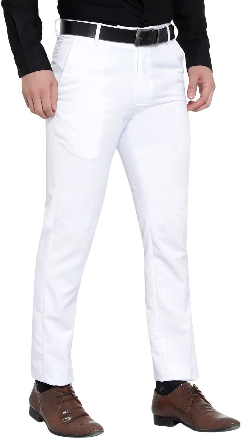 Image of BRDFASHION Slim Fit Men White Trousers