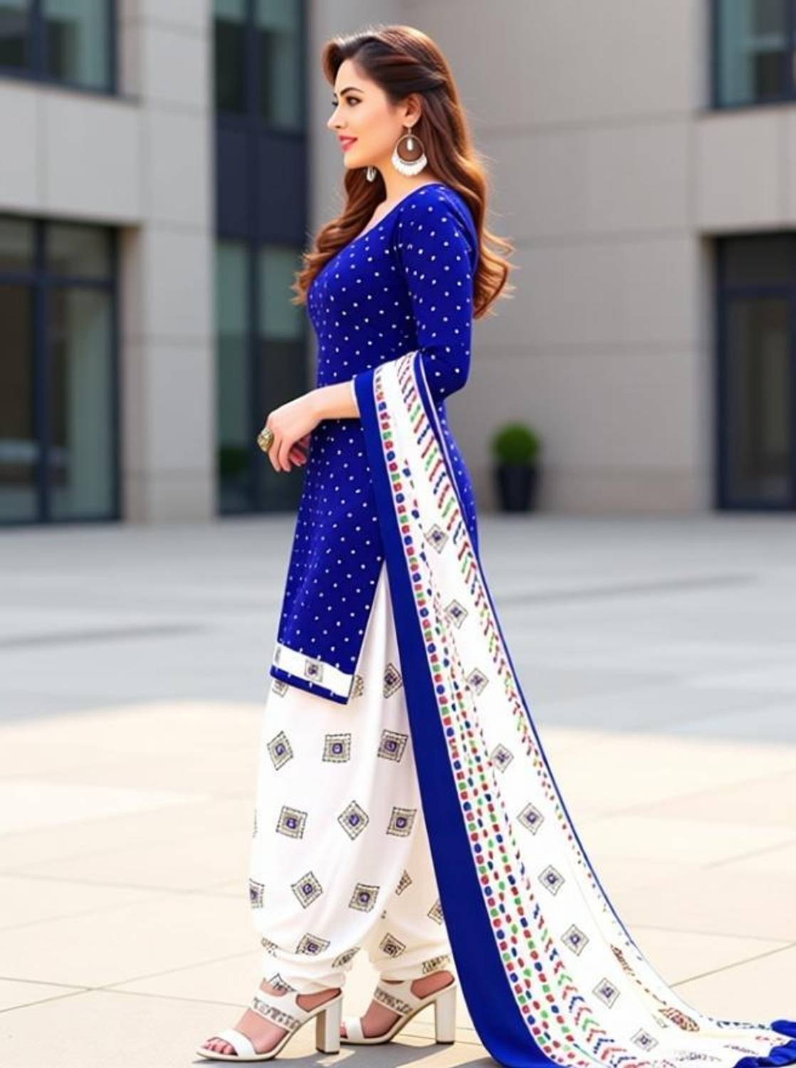 ShopGlobal Crepe Printed Floral Salwar Suit Material - Image 2