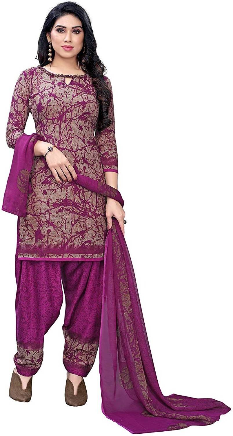 ANJAVI FASHION Crepe Floral Print Salwar Suit Material