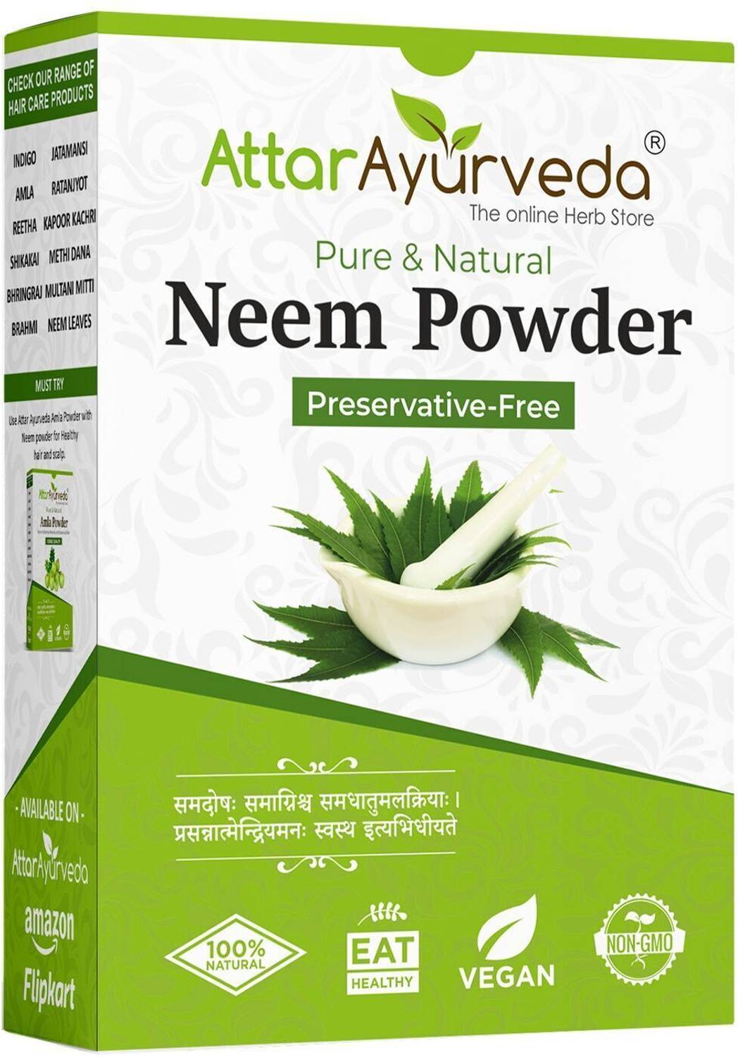 Attar Ayurveda Neem powder for Face, Skin and Hair | 100% Natural, Chemcial Free