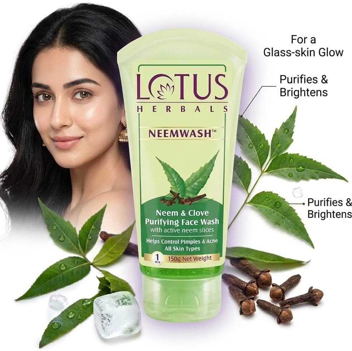 Image of LOTUS HERBALS NEEMWASH Neem & Clove Ultra-Purifying ( Pack of 3 ) ( 150g * 3 ) Face Wash