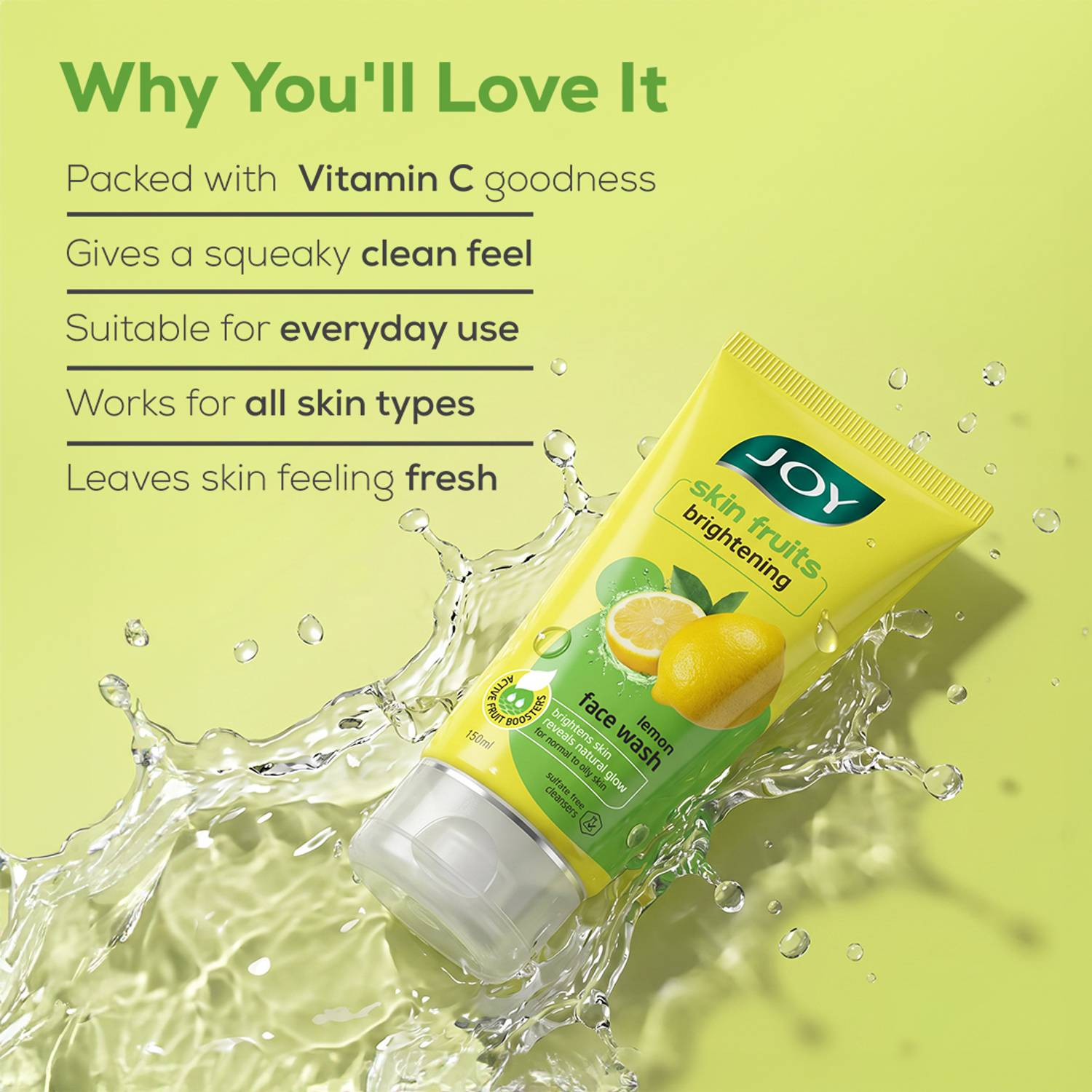 Joy Lemon Brightening Face Wash for Oily Skin, 100ml - Image 4