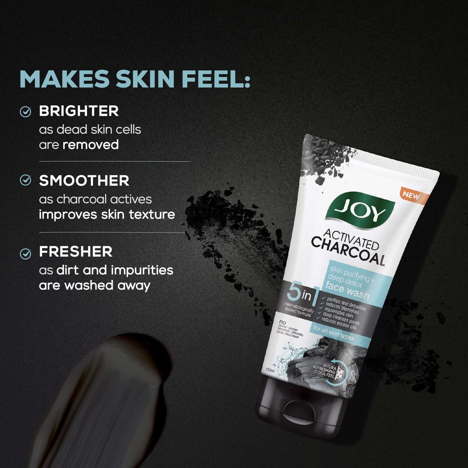 Image of Joy Activated Charcoal Skin Purifying � (Pack of 3X50) For Oily Skin Face Wash