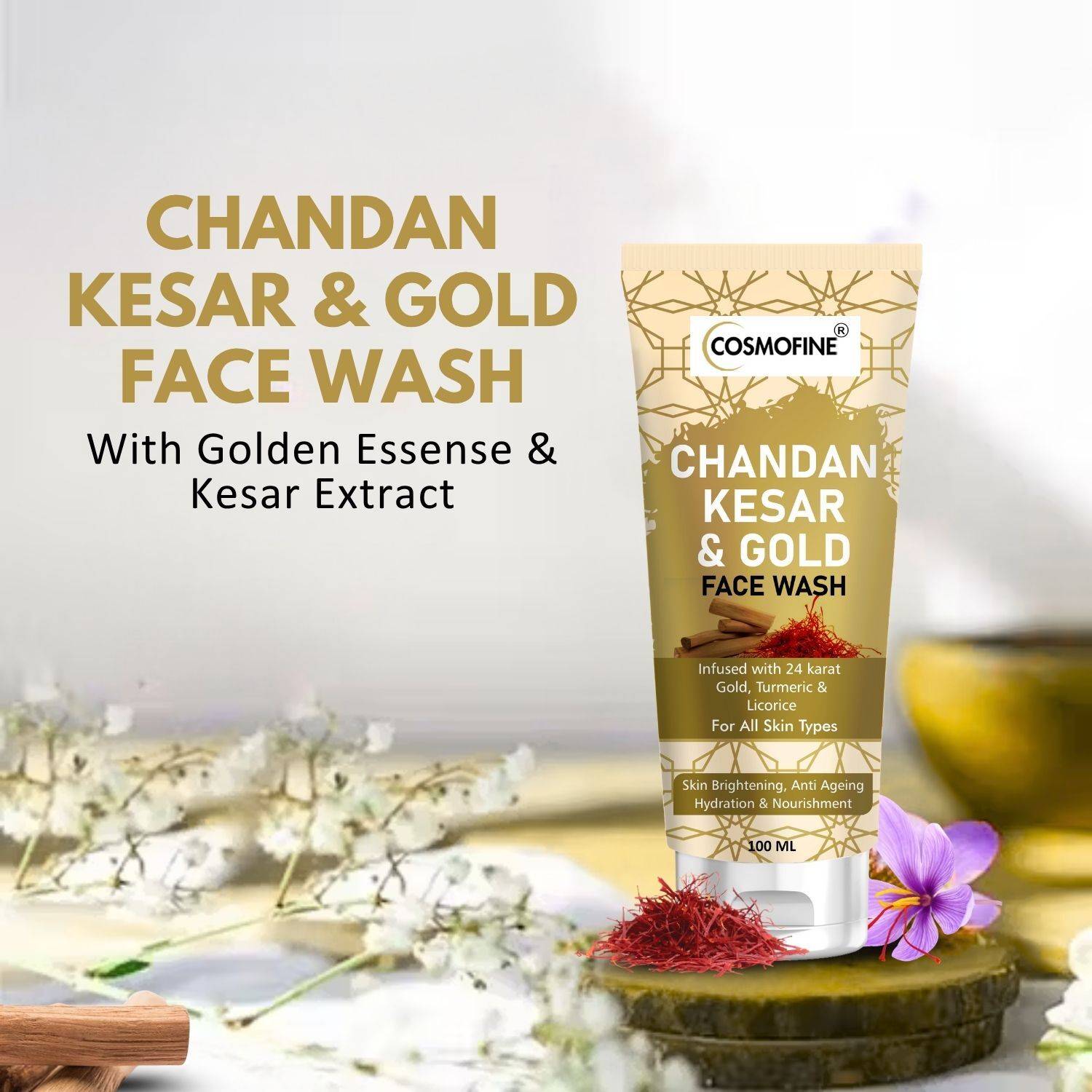 cosmofine Chandan Kesar Gold Face Wash - Image 2