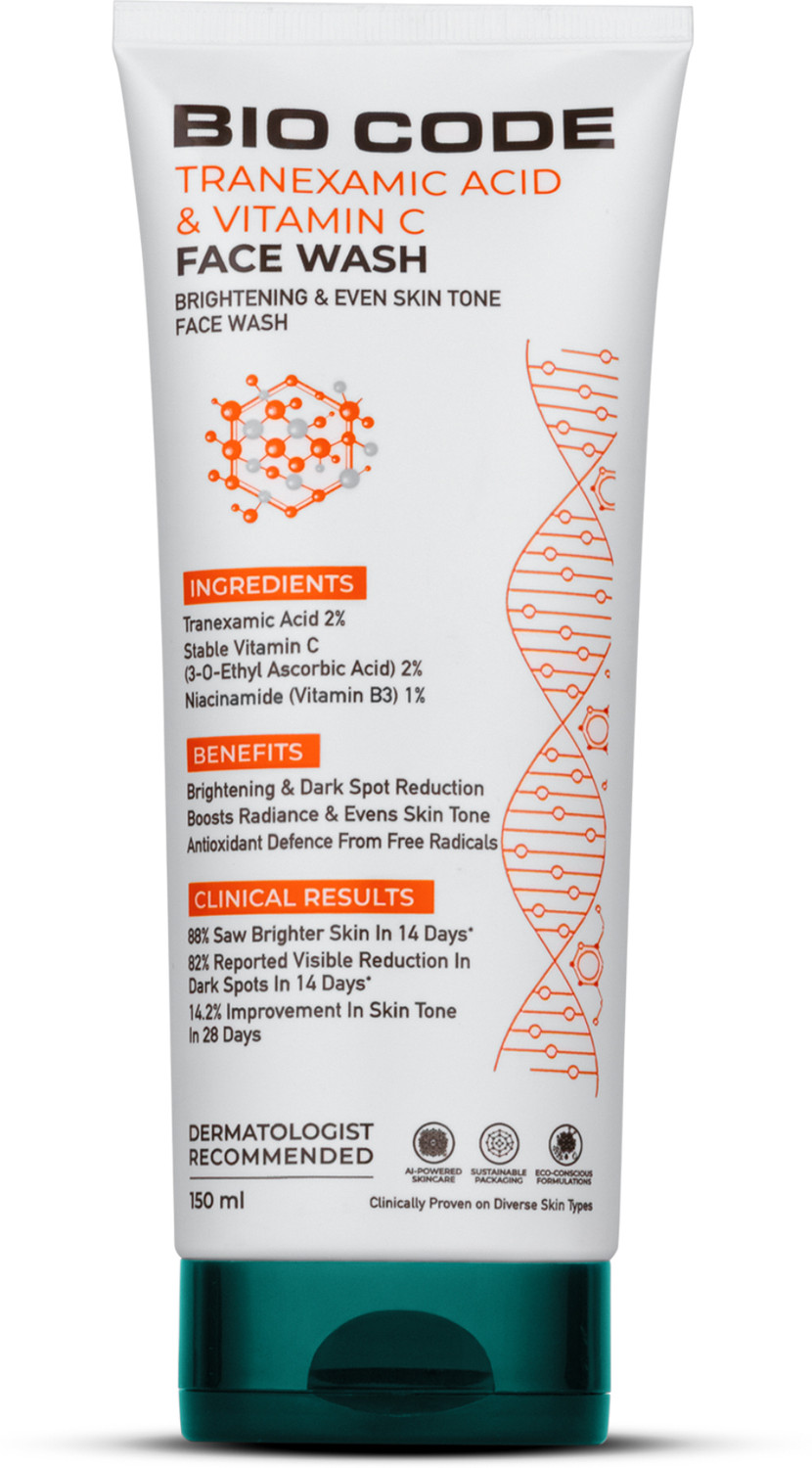 Image of BIO CODE Tranexamic Acid & Vitamin C Brightening & Even Tone | AI-Enhanced Formula | Dermatologist Recommended | 150ml Face Wash