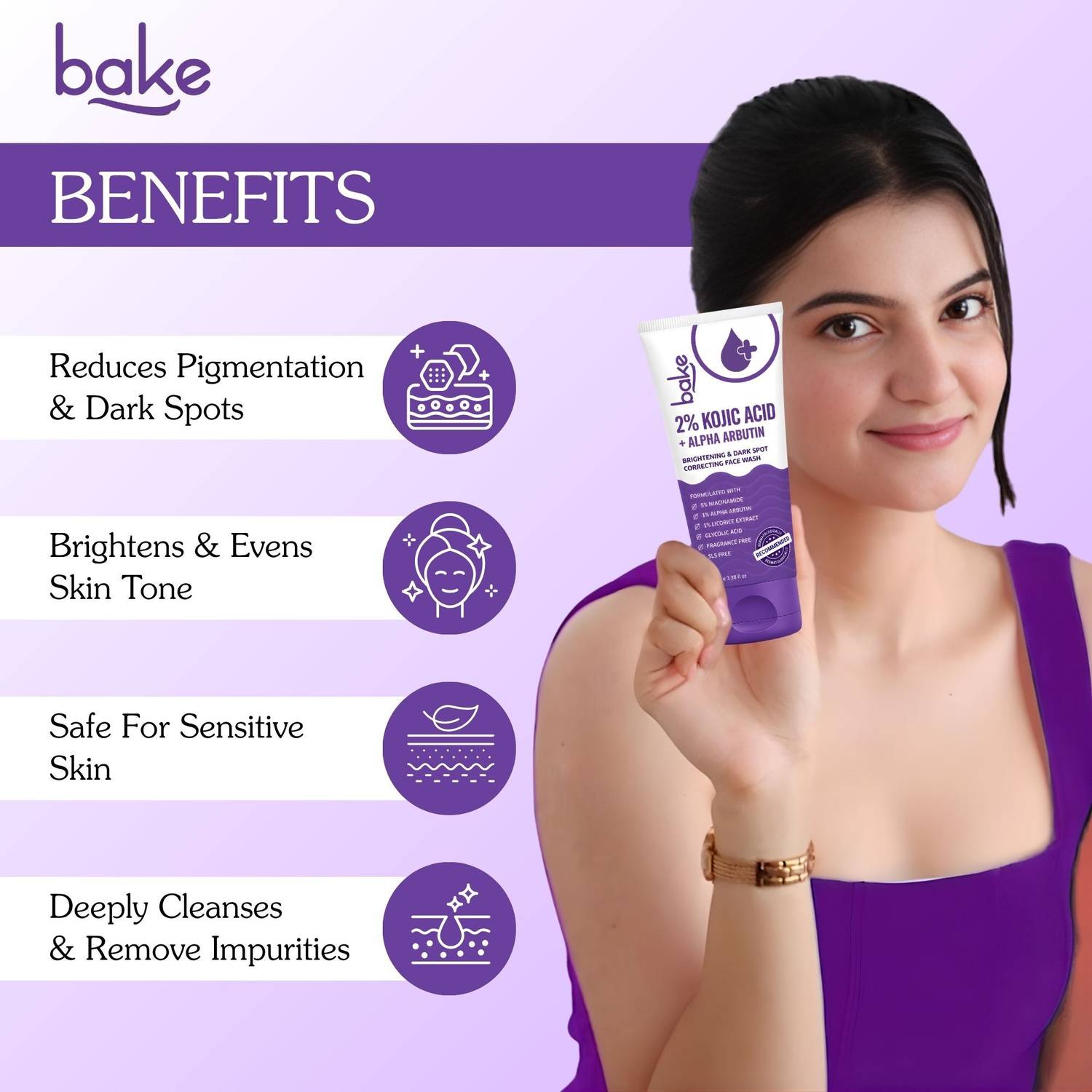 BAKE 2% Kojic Acid Face Wash 100ml - Image 2