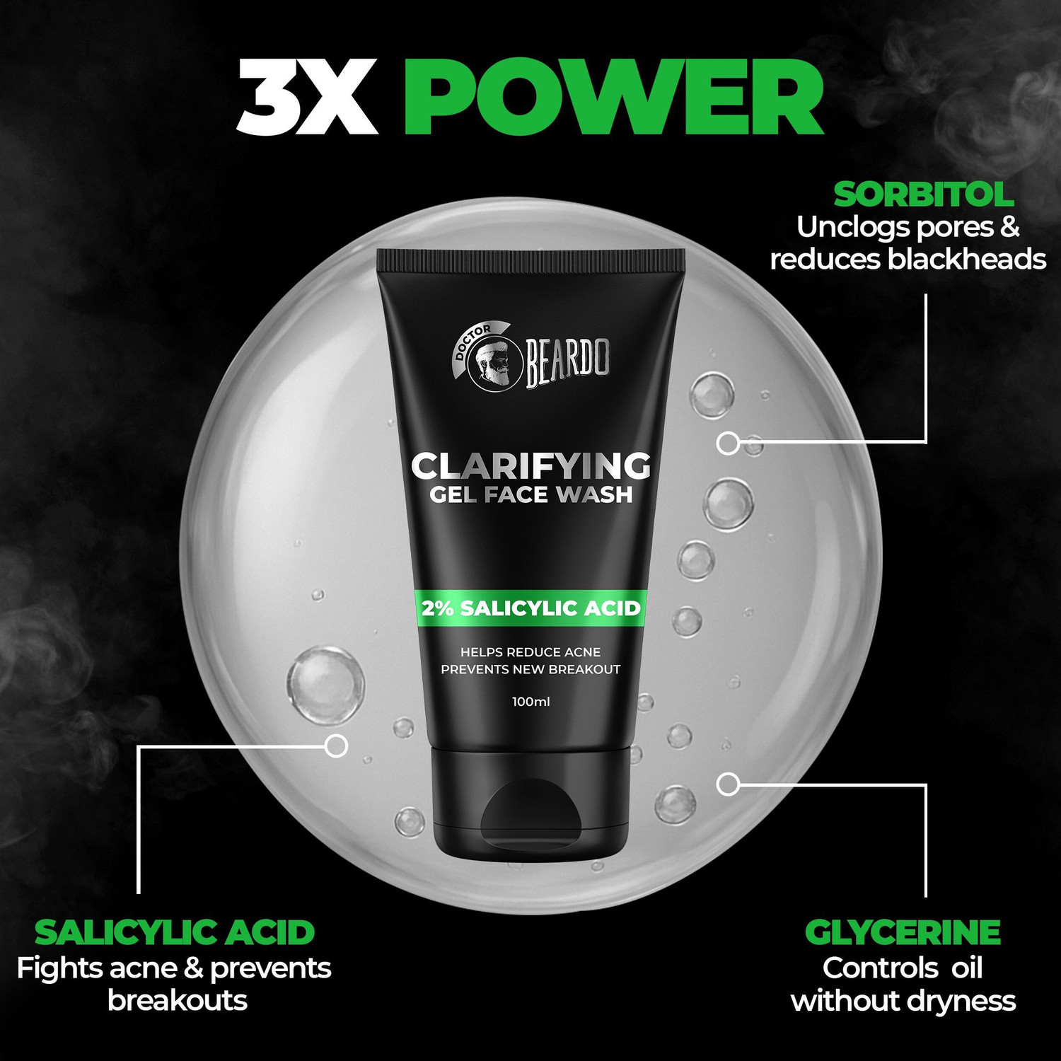 Image of BEARDO Clarifying Gel Facewash with Salicylic Acid For Men 100ml | For Acne & Pimple Face Wash
