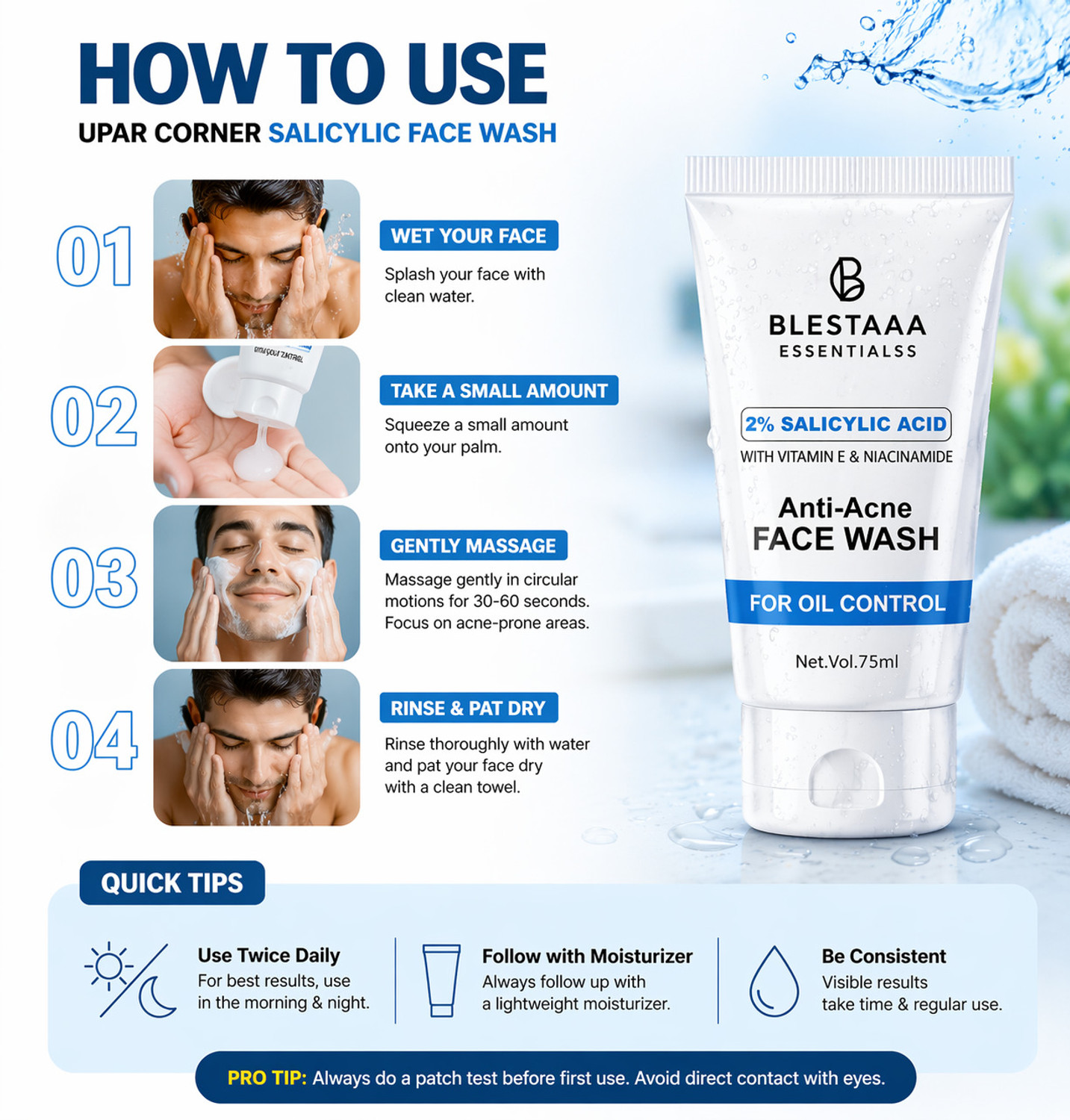 Image of blestaaa essentialss 2% Salicylic Acid For Oily Skin Anti Face Cleanser With Niacinamide & Vitamin E For Acne Face Wash