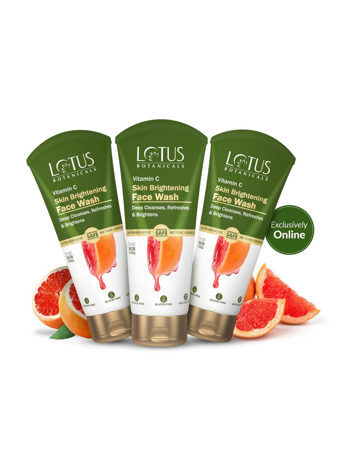 Lotus Botanicals Vitamin C Skin Brightening (Pack of 3)| Deeply Cleanse & Brightens Skin Face Wash