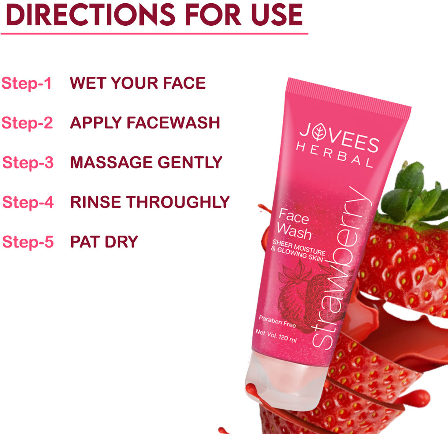 Image of JOVEES Strawberry 120 ml (PACK OF 1) Face Wash