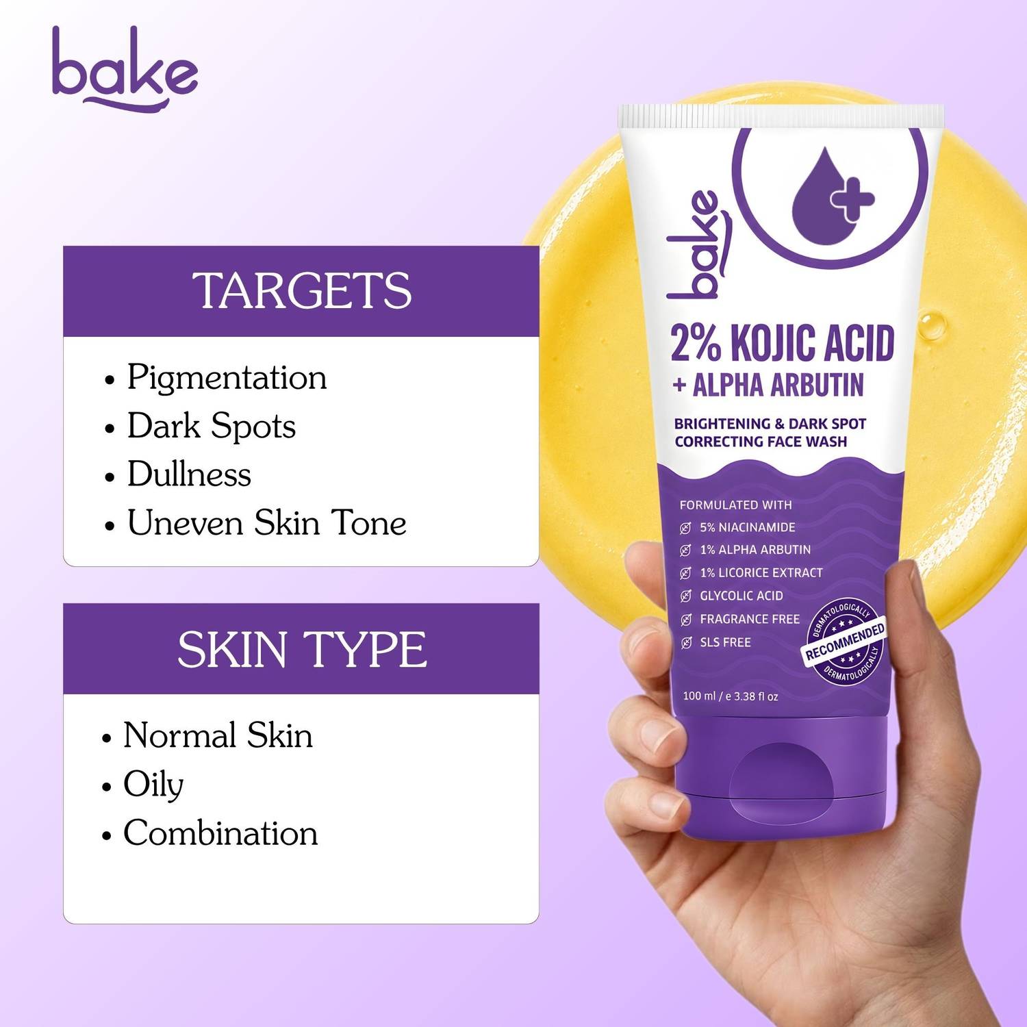 BAKE 2% Kojic Acid Face Wash 100ml - Image 3
