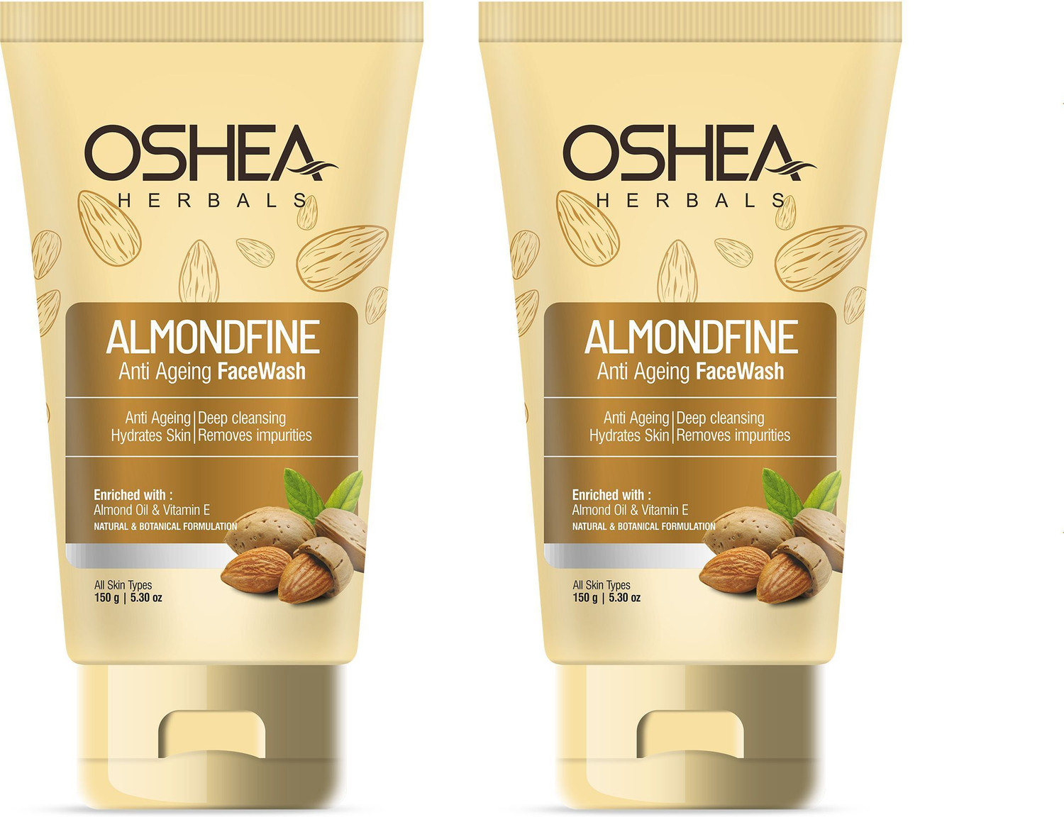Image of Oshea Herbals Almondfine Anti-Ageing with Almond Oil & VitaminE 150gx2 Face Wash