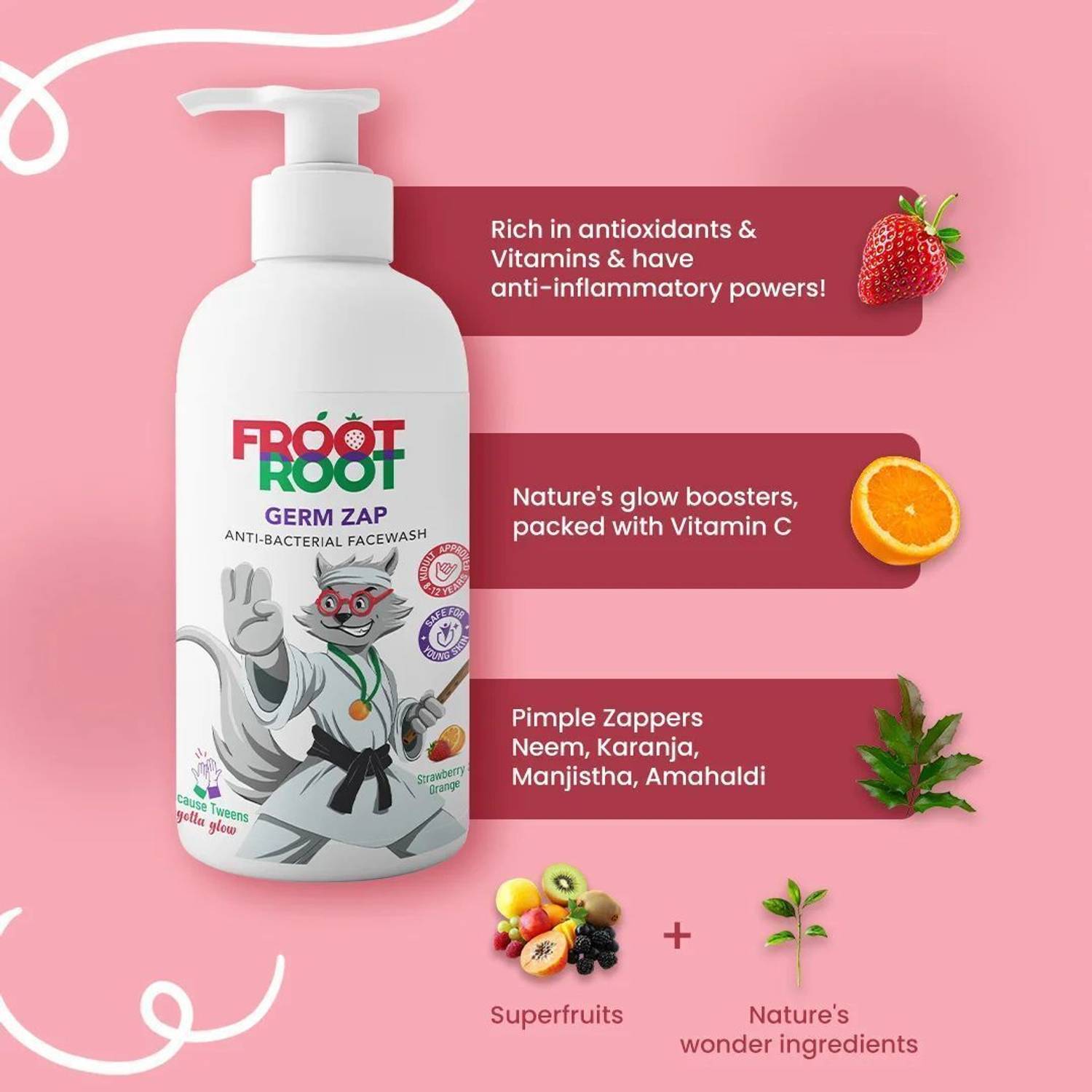 FROOT ROOT Germ Zap Facewash For Kids Pump Pack Face Wash (100 ml
