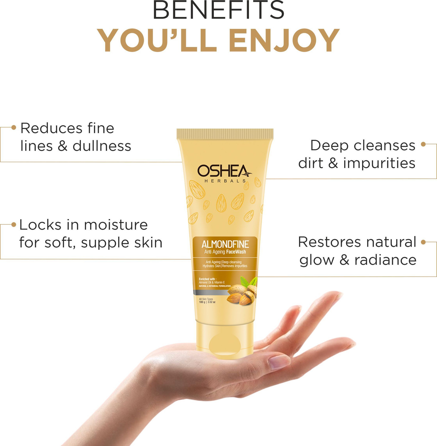 Image of Oshea Herbals Almondfine Anti-Ageing with Almond Oil & Vitamin E Face Wash