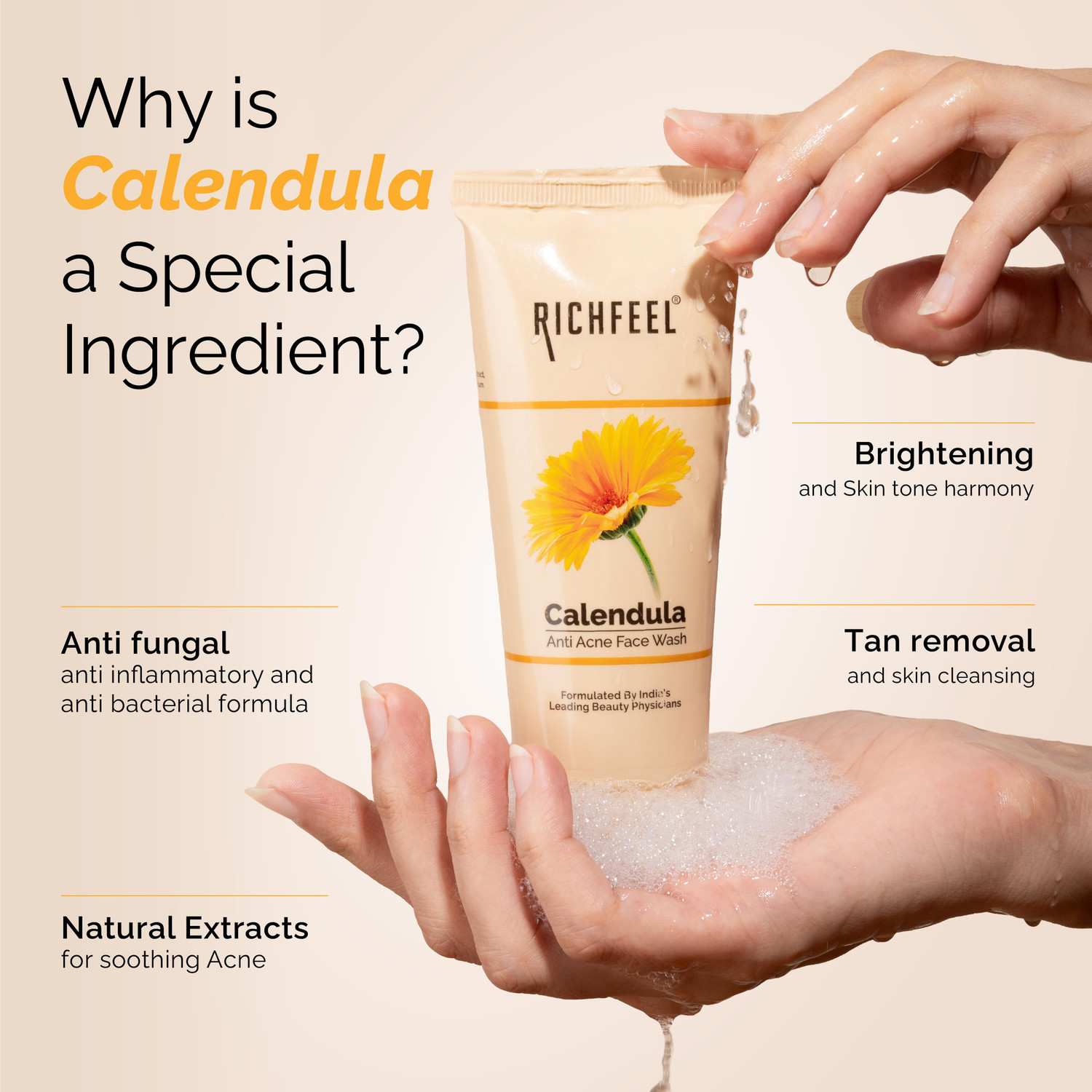 Image of RICHFEEL Anti Acne Calendula For Acne & Pimple 100 g (Pack of 4) Face Wash