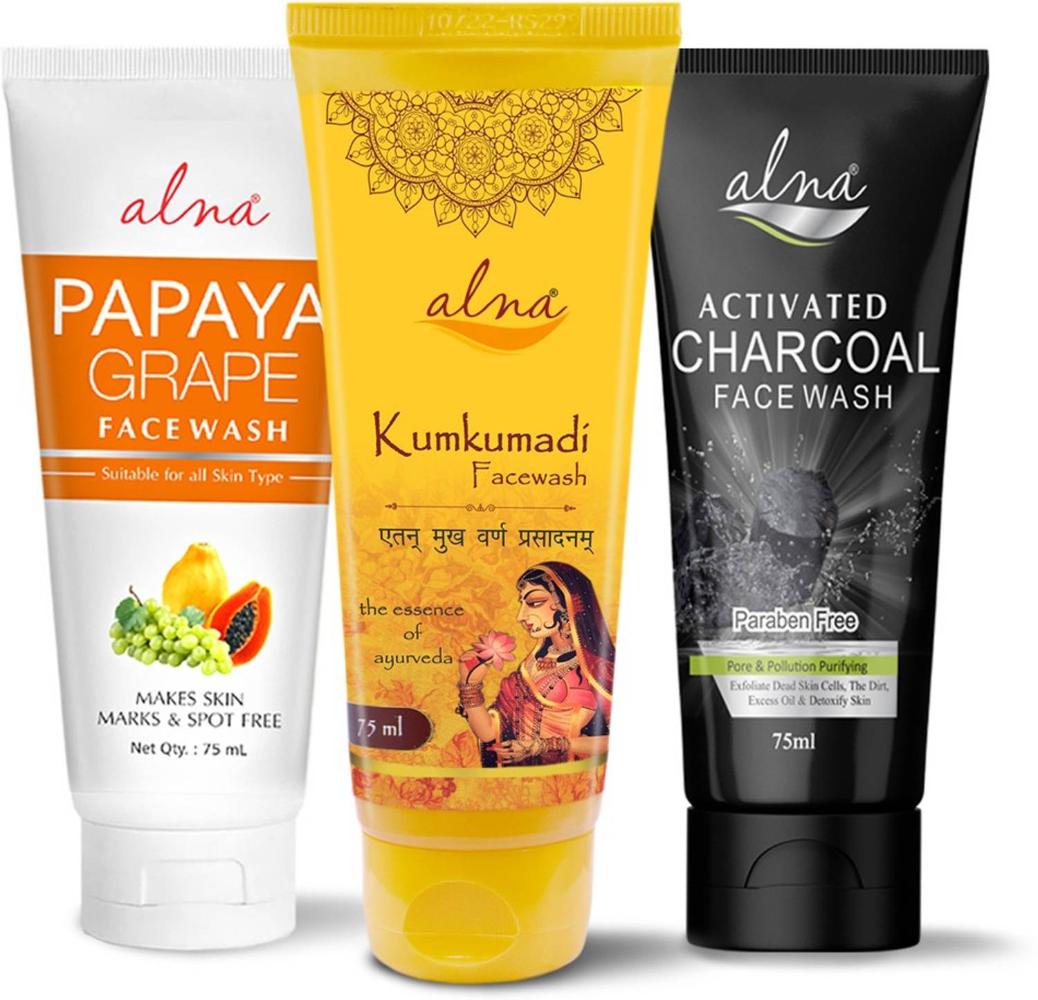 ALNA Papaya Grape + Kumkumadi + Activated Charcoal | For Clear & Glowing Skin | Face Wash