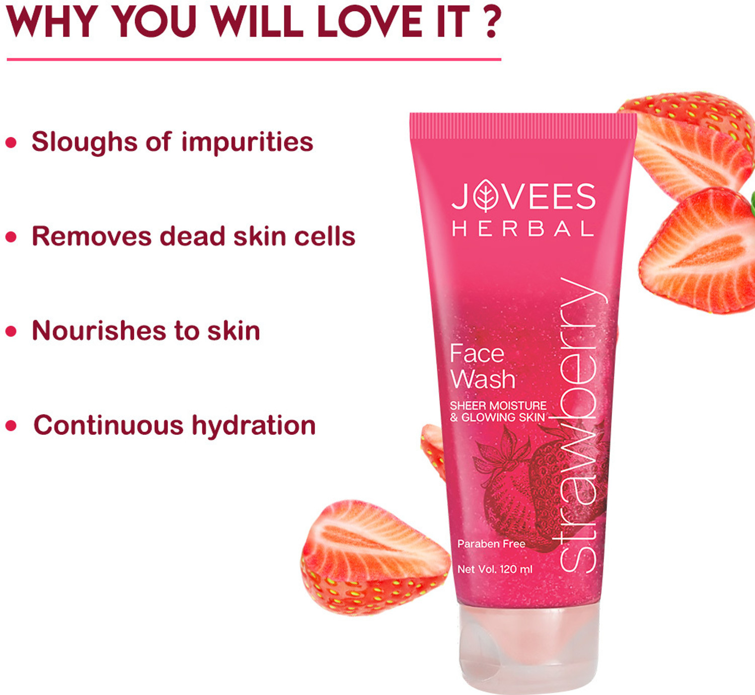 Image of JOVEES Strawberry 120 ml (PACK OF 1) Face Wash