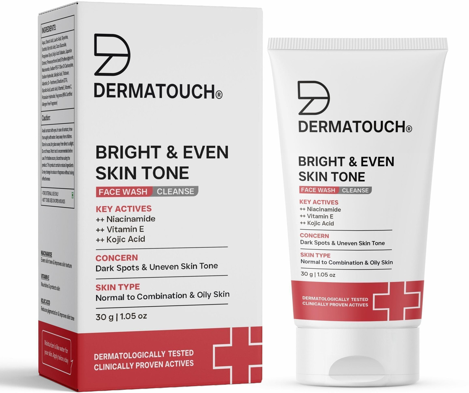 Image of DERMATOUCH Bright & Even Tone with Niacinamide, Vitamin E and Kojic Acid Men & Women All Skin Types Face Wash