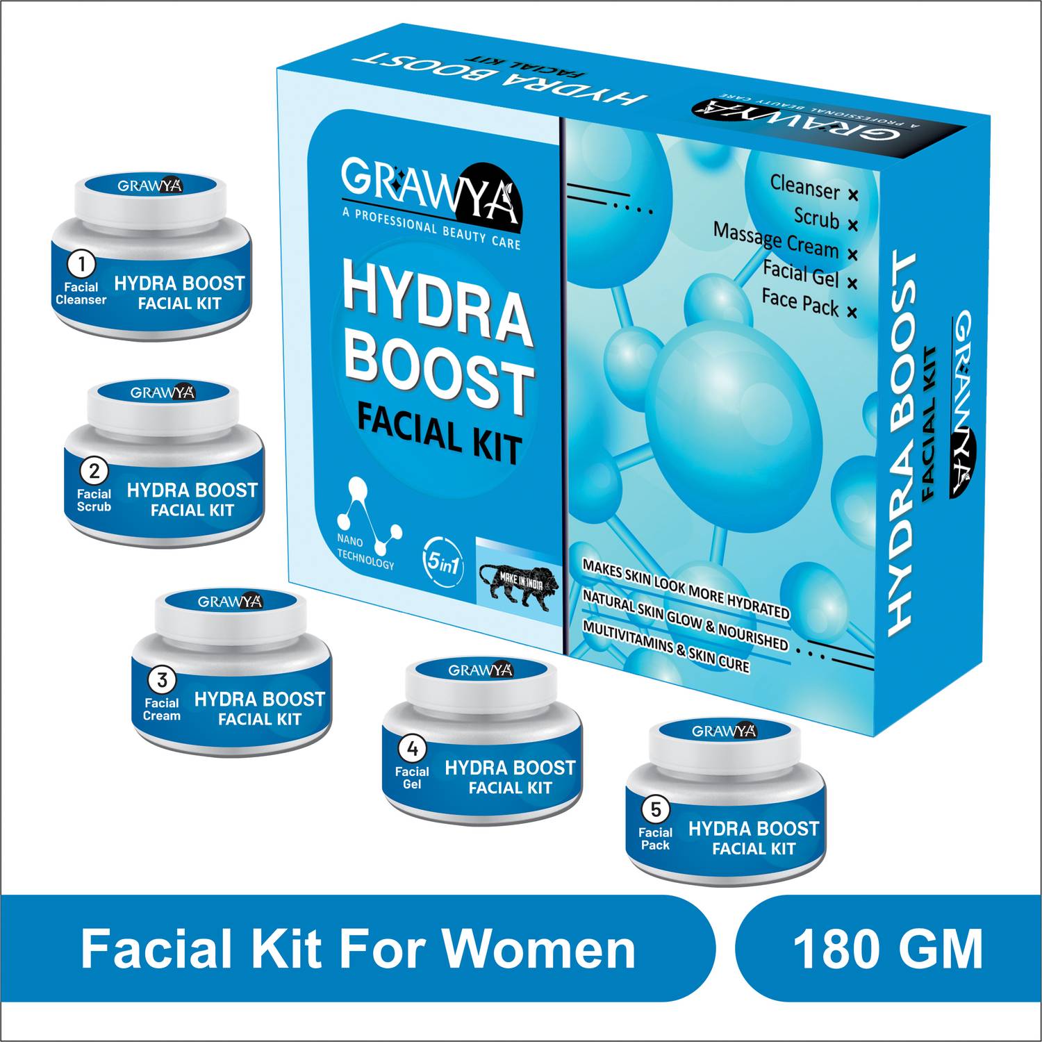 Grawya Professional Hydra Boost Facial Kit, Skin Whitening Facial
