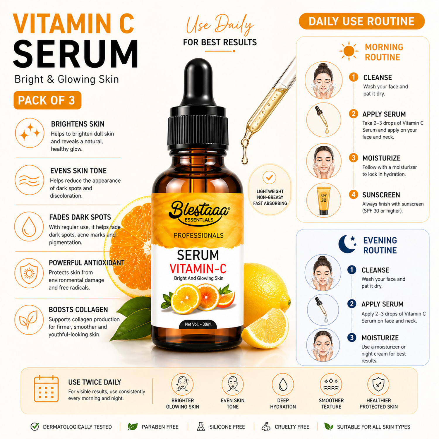 Image of blestaaa essentialss Vitamin C Face Whitening Serum | Skin Brightening & Anti-aging Formula | Unisex