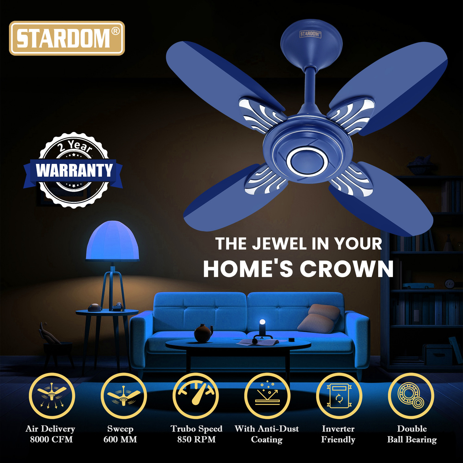 Image of Stardom EAGLE DECO ULTRA HIGH SPEED | Anti Dust | Decorative with 24 Months Warranty Anti Dust 600 mm Ceiling Fan