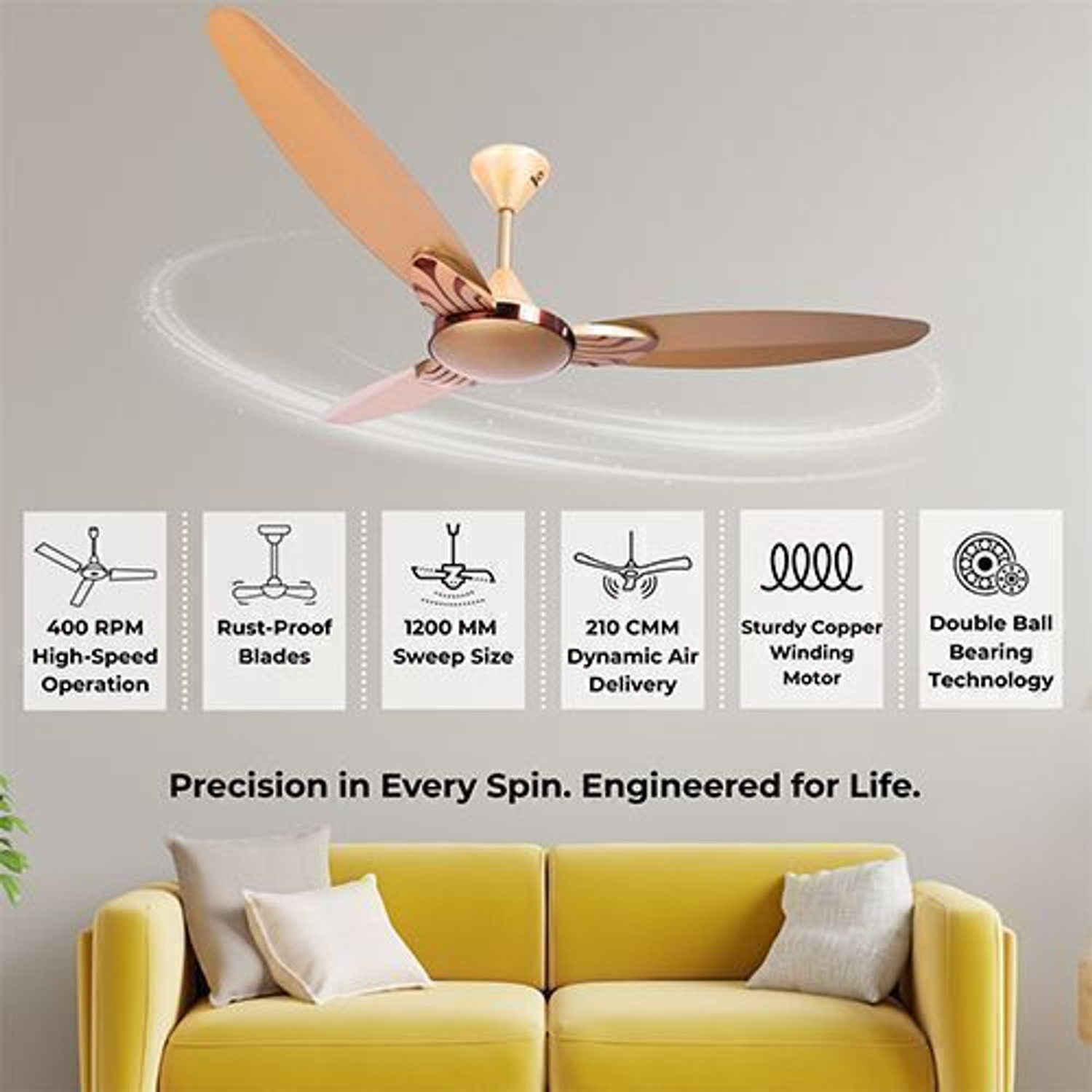 Image of Omen Changing Lives FELCON PRIME | Energy Saving with 2 Year Warranty Energy Saving 1200 mm Ceiling Fan