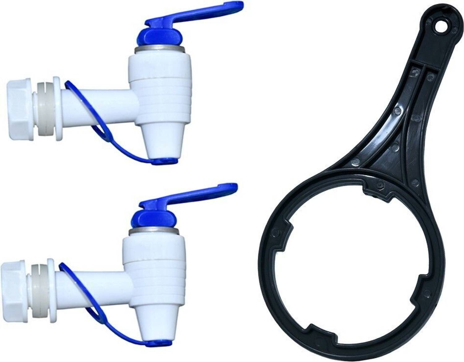 bioway by N/A RO TAP BLUE & WHITE 2PCS & SPANNER COMBO SUITABLE WITH ALL TYPE/BRAND RO, RO+UV WATER FILTER PURIFIER SYATEM TAP BLUE & WHITE 2PCS Push Cock Faucet
