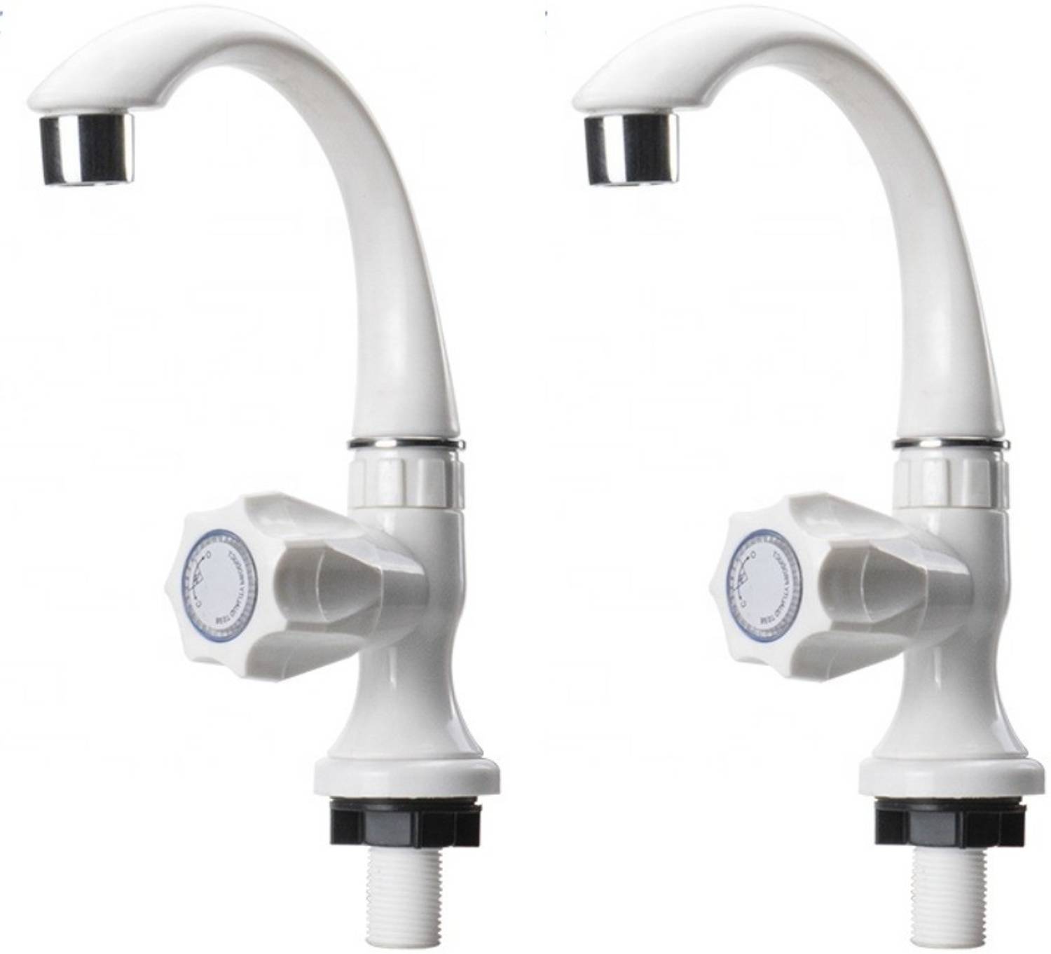 BATHONIX POLO PVC Swan Neck Tap with Foam flow for Wash Basin - Set of 2 Pillar Tap Faucet