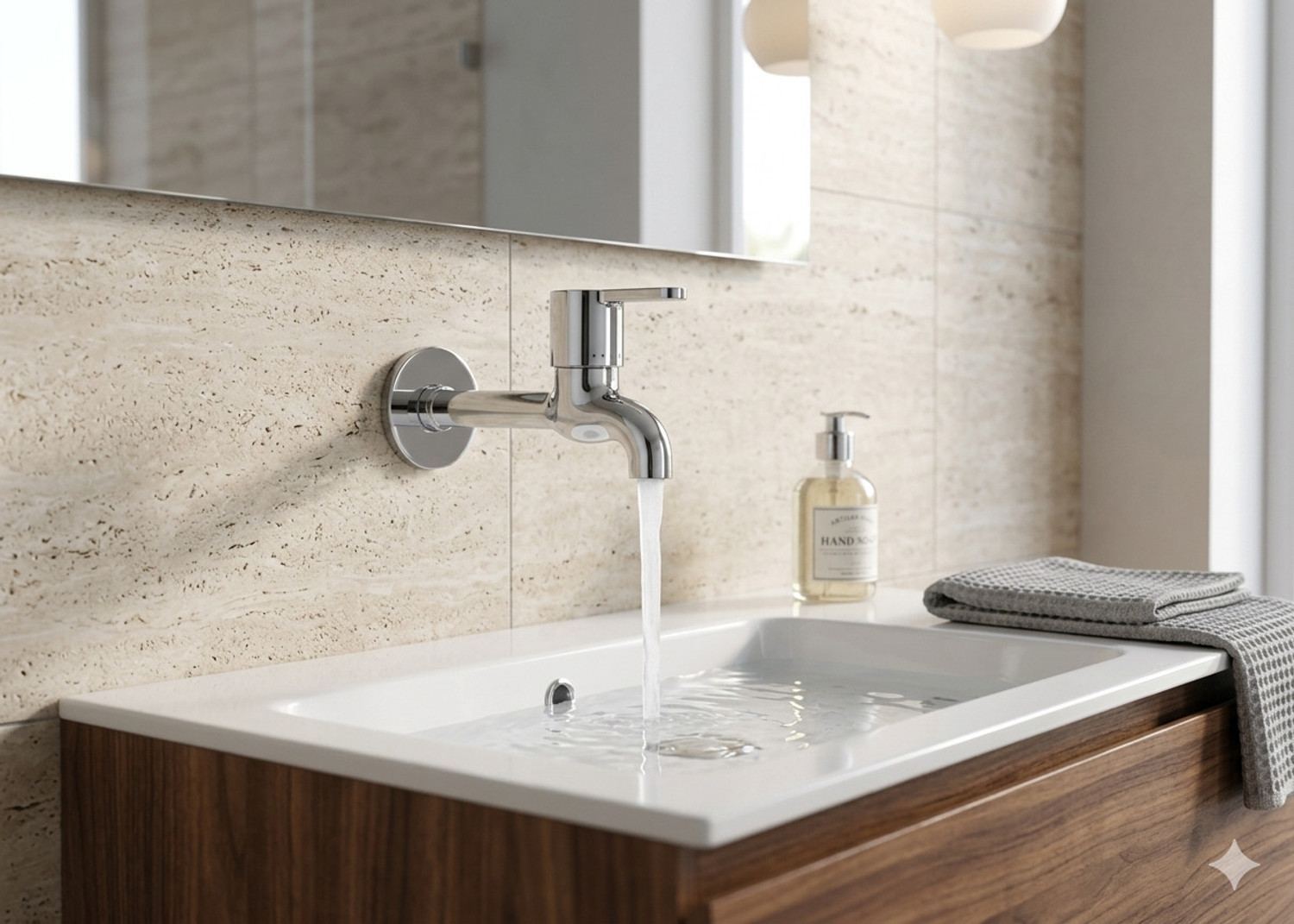 Image of fastgear by Fastgear Steel 3Marc Long Body Tap&Square Shower with Shiner for Bathroom(Chrome Finish) Trendy Design water Saving Aerator Suitable for Washbasin Bathroom &Kitchen Wall Mixer Faucet
