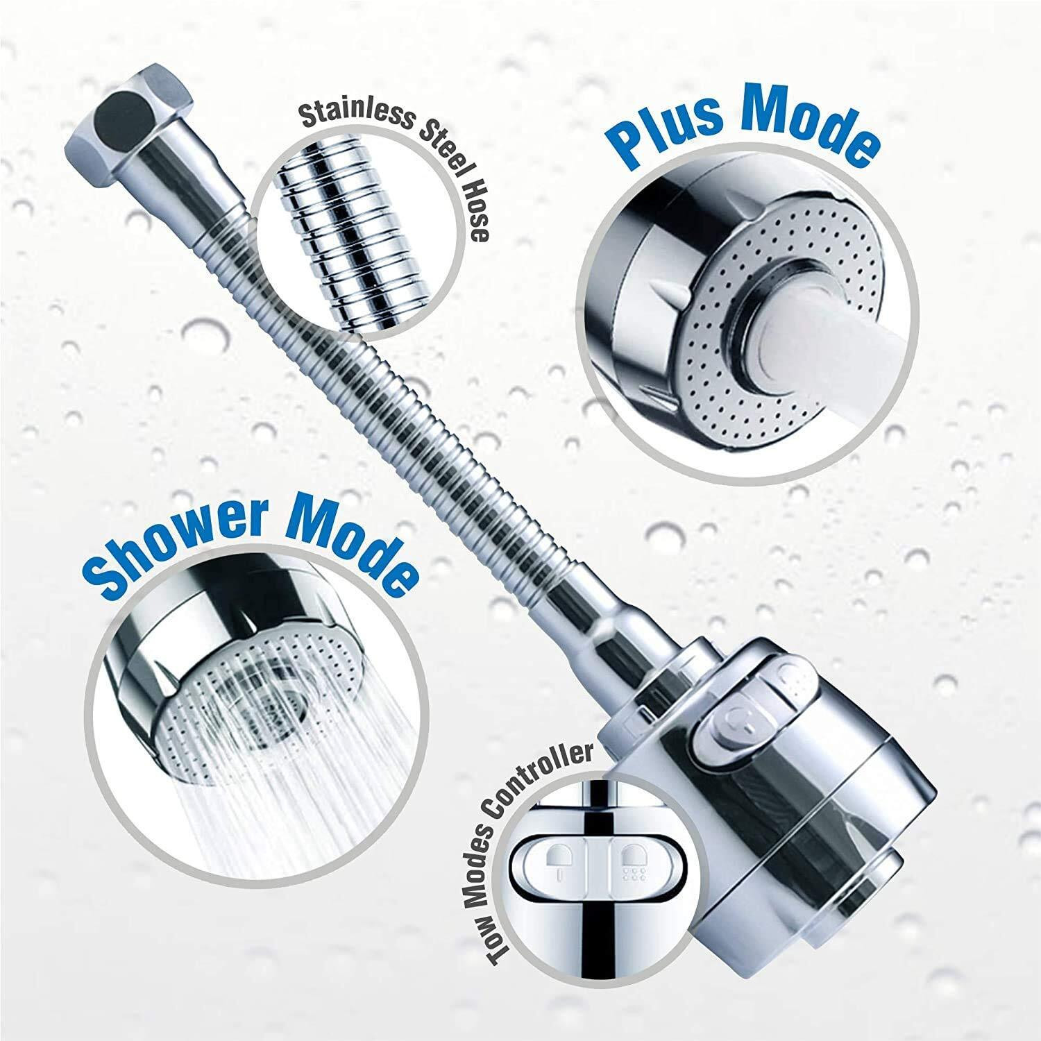 Image of Clinton Tap Extender for Kitchen Sink 360 Flexible Faucet Extension Attachment-Set of 2 Faucet Nozzle