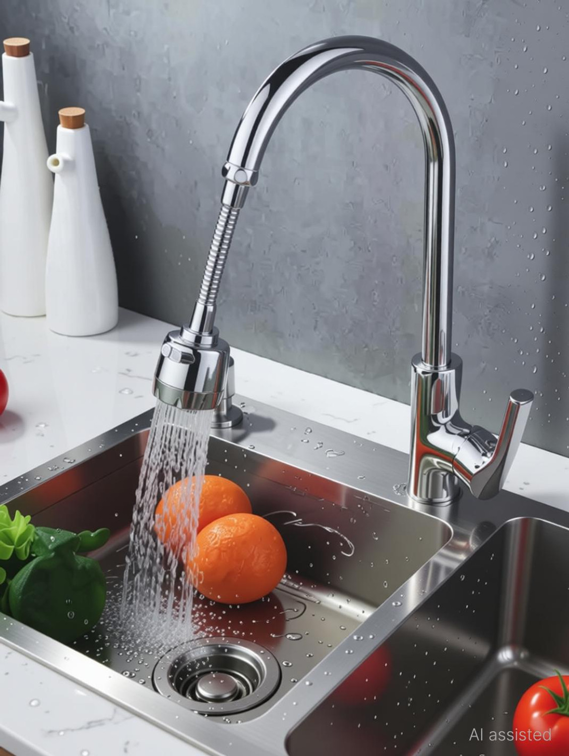 Image of COSSIMO 360 Rotation Tap Shower with 2 Mode, Metal Hose Kitchen Faucet Extender Spouts Faucet Function Diverter