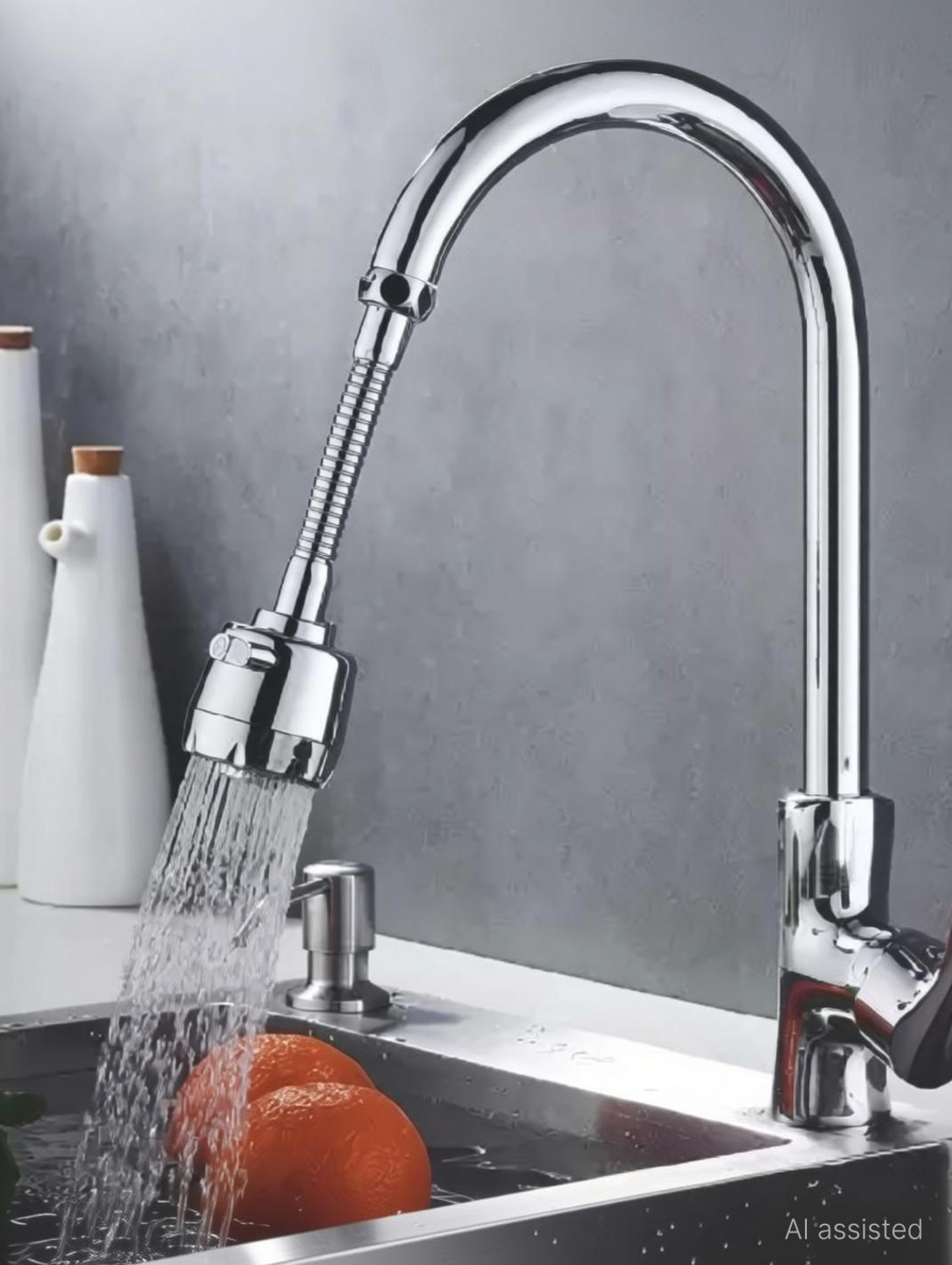 Image of COSSIMO 360 Rotation Tap Shower with 2 Mode, Metal Hose Kitchen Faucet Extender Spouts Faucet Function Diverter