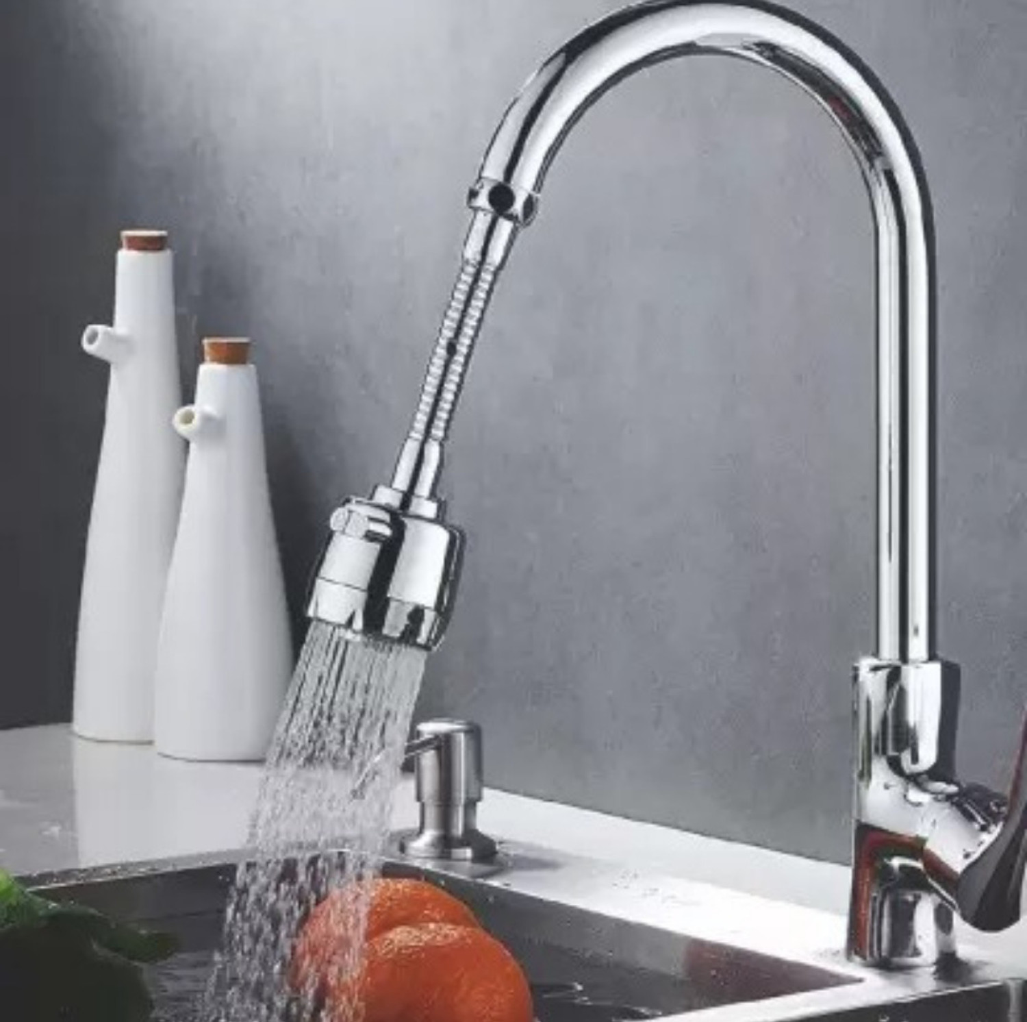 Image of COSSIMO 360 Rotation Tap Shower with 2 Mode, Metal Hose Kitchen Faucet Extender Spouts Faucet Function Diverter