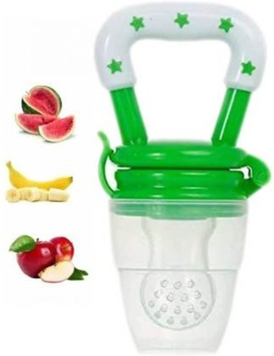 Image of Kidsy Zilla baby fruit nibbler, teether, finger brush, bib, u shape brush & spoon feeding