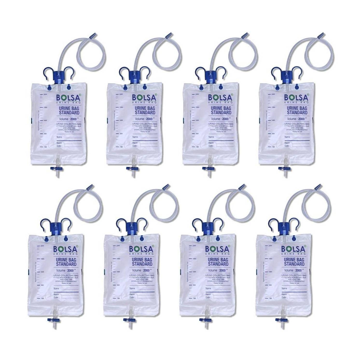 Bolsa Premium Disposable Urine Collection Bag with T-Tap Drainage | Pack of 8 Urine Bag