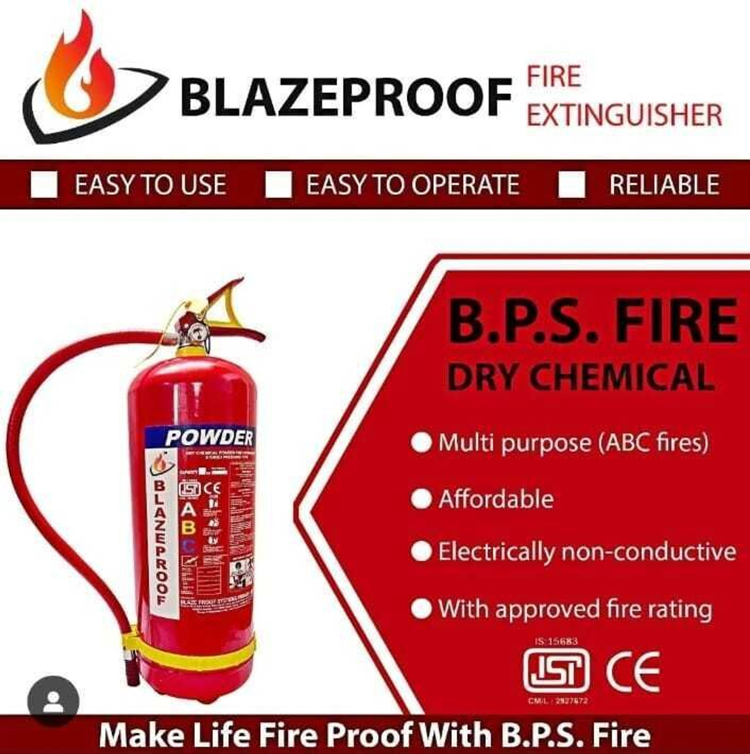 Image of Blazeproof ABC Powder Type (Pack of 1) Fire Extinguisher Mount