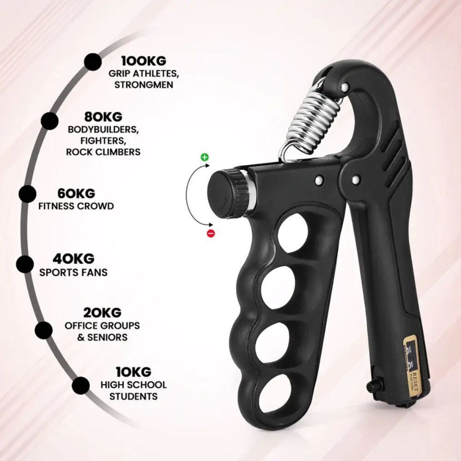 Image of GJSHOP Hand Grip for Arm Excercise, Counter FItness Gripper, 4 Hole Hand Grip Hand Grip /Fitness Grip