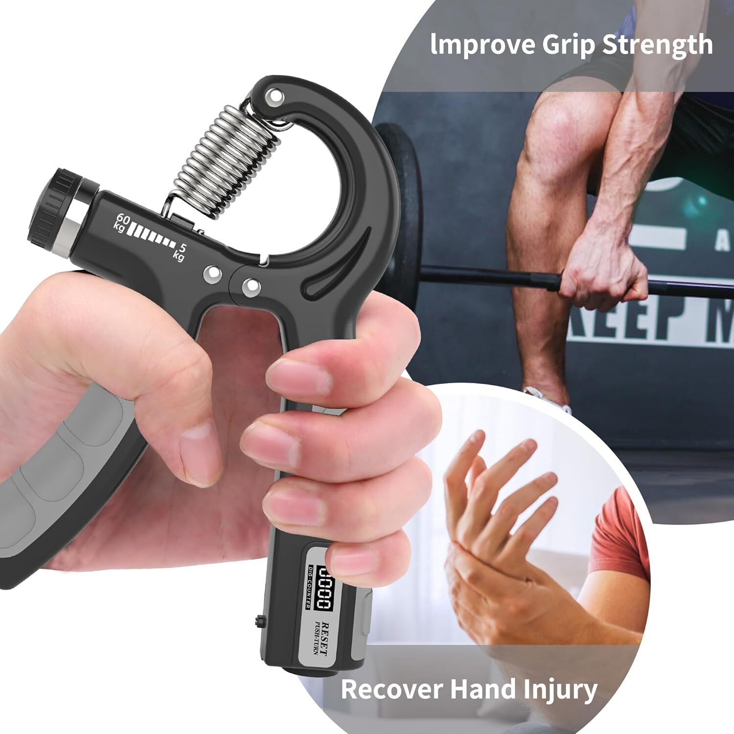 Image of Pheonix Hand Grip Strengthener 2 Pack, Finger Forearm Exerciser with Counter Hand Grip /Fitness Grip