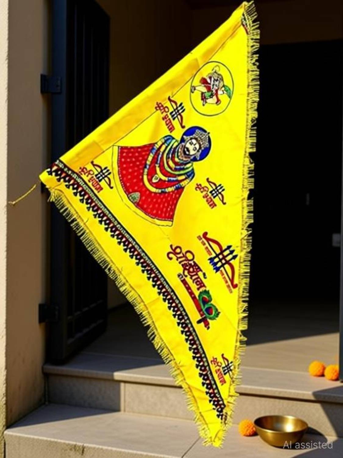 Jai Shree Shyam Nisan_Khatu Shyam Ji Outdoor Flag 114.3 cm x 63.5 cm by APNA KANHA