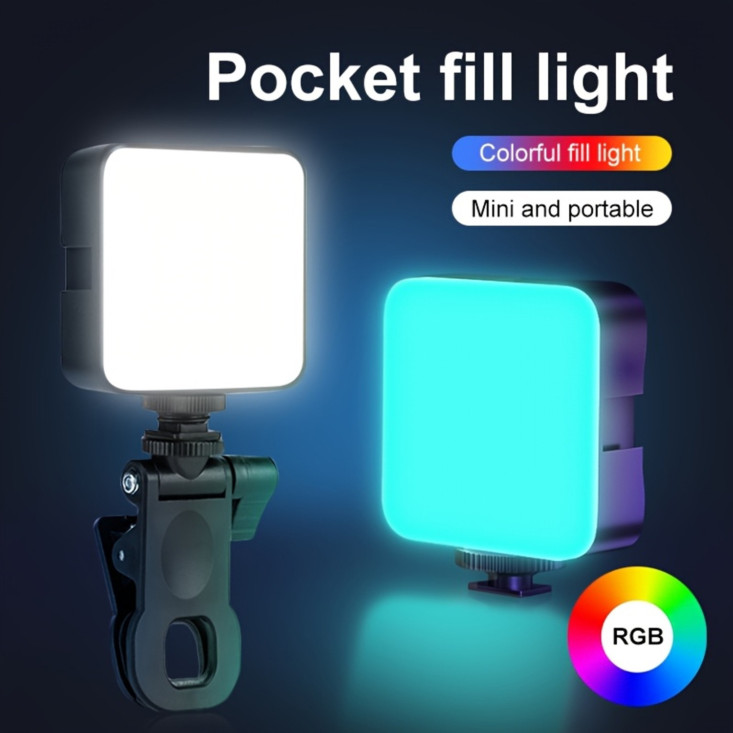 Image of Worricow LED Video Light Camera Light Laptop Light with Clip Dimmable and Rehargeable Flash