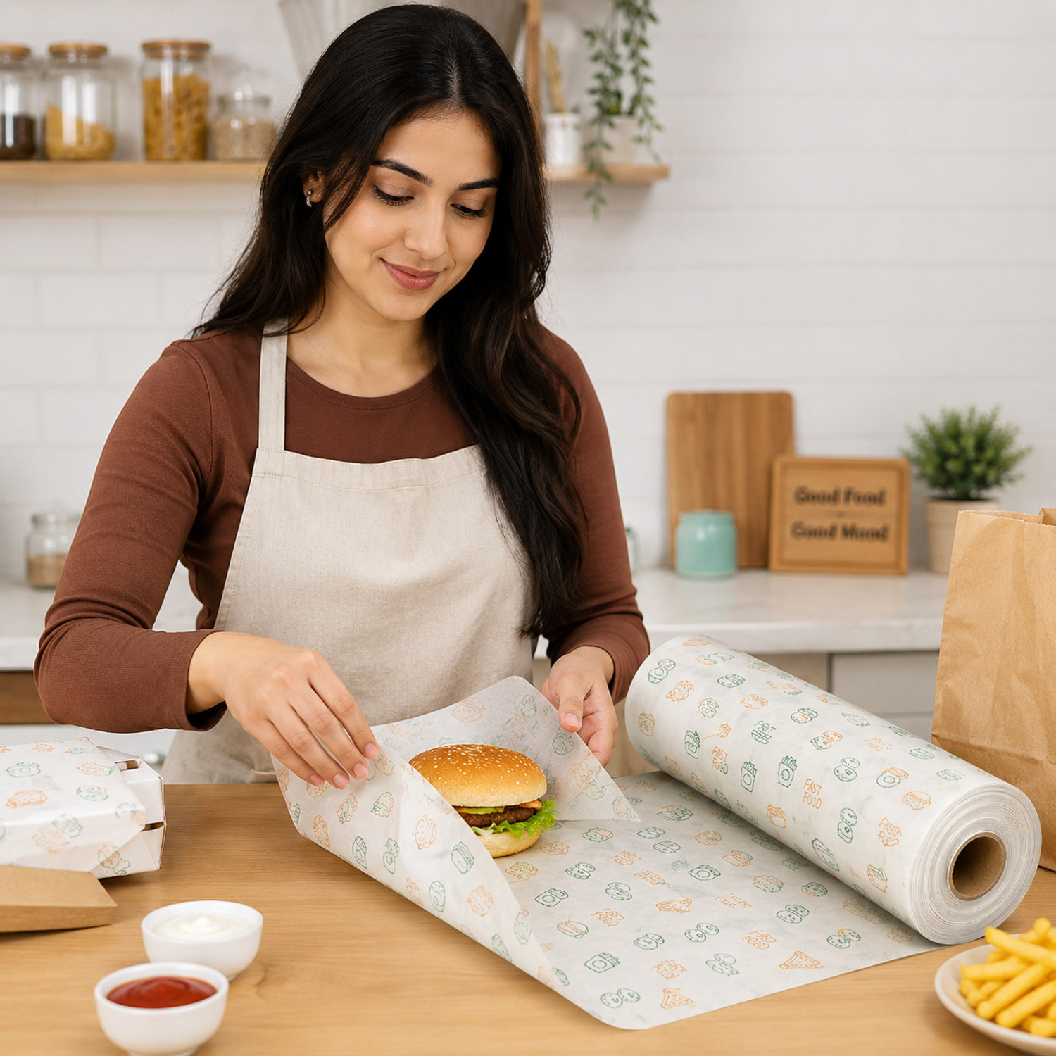 Image of WRAPSTORE 120m Food Grade Butter Paper Roll 120m | Non-Stick Food Wrapping Paper Parchment Paper