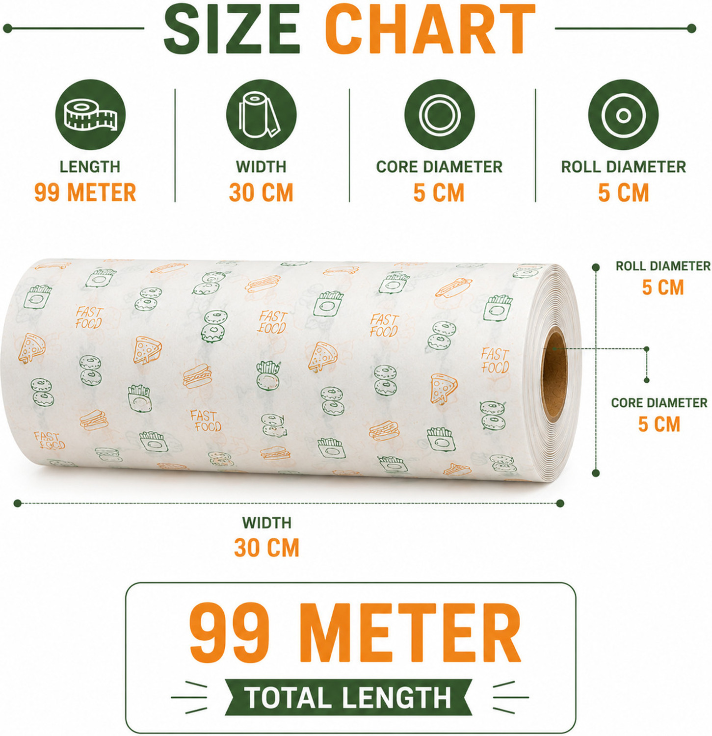 Image of WRAPSTORE 99m Food Grade Butter Paper Roll 1 Kg | Non-Stick Food Wrapping Paper Parchment Paper