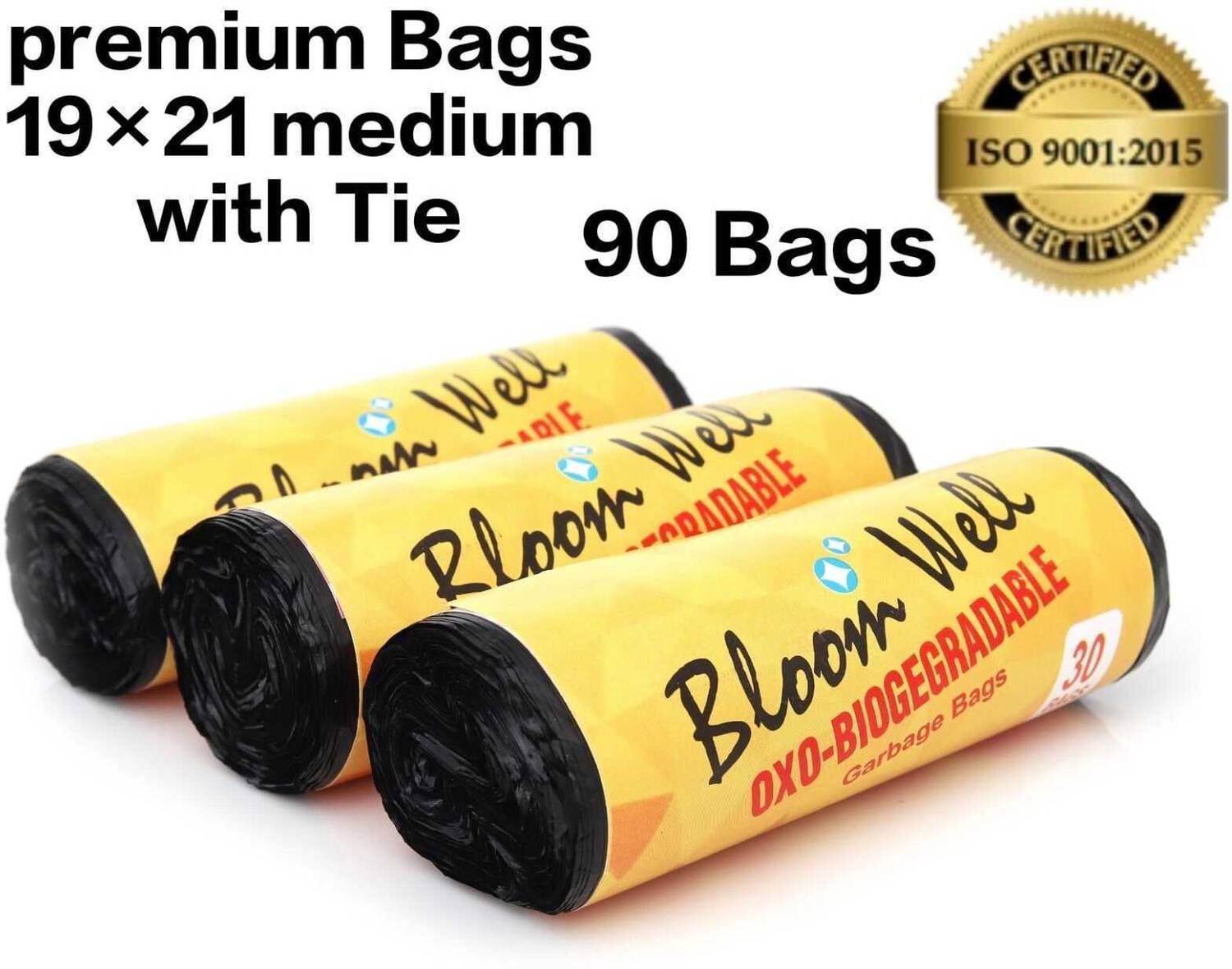 BLOOMWELL Garbage Bags for Dustbin | 90 Pcs | Medium 19 X 21 Inches Medium Garbage Bag  Pack Of 90