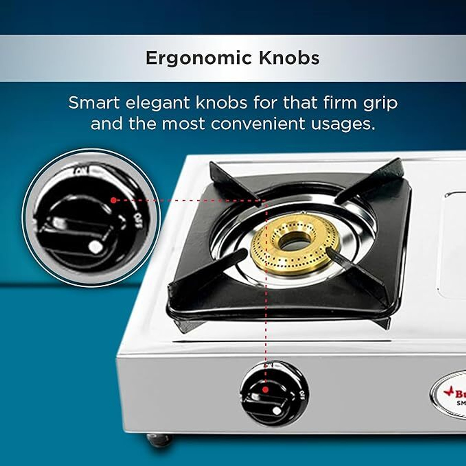 Image of Butterfly Smart 2 Burner Gas Stove | Manual Ignition | Brass Burners | Skid-proof Legs | Stainless Steel Manual Gas Stove