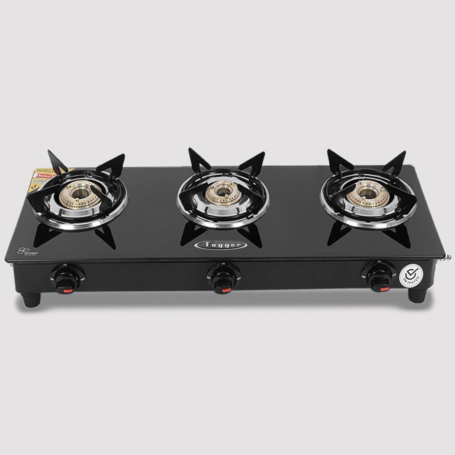 Image of Fogger Designer Black Stainless Steel, Glass Manual Gas Stove