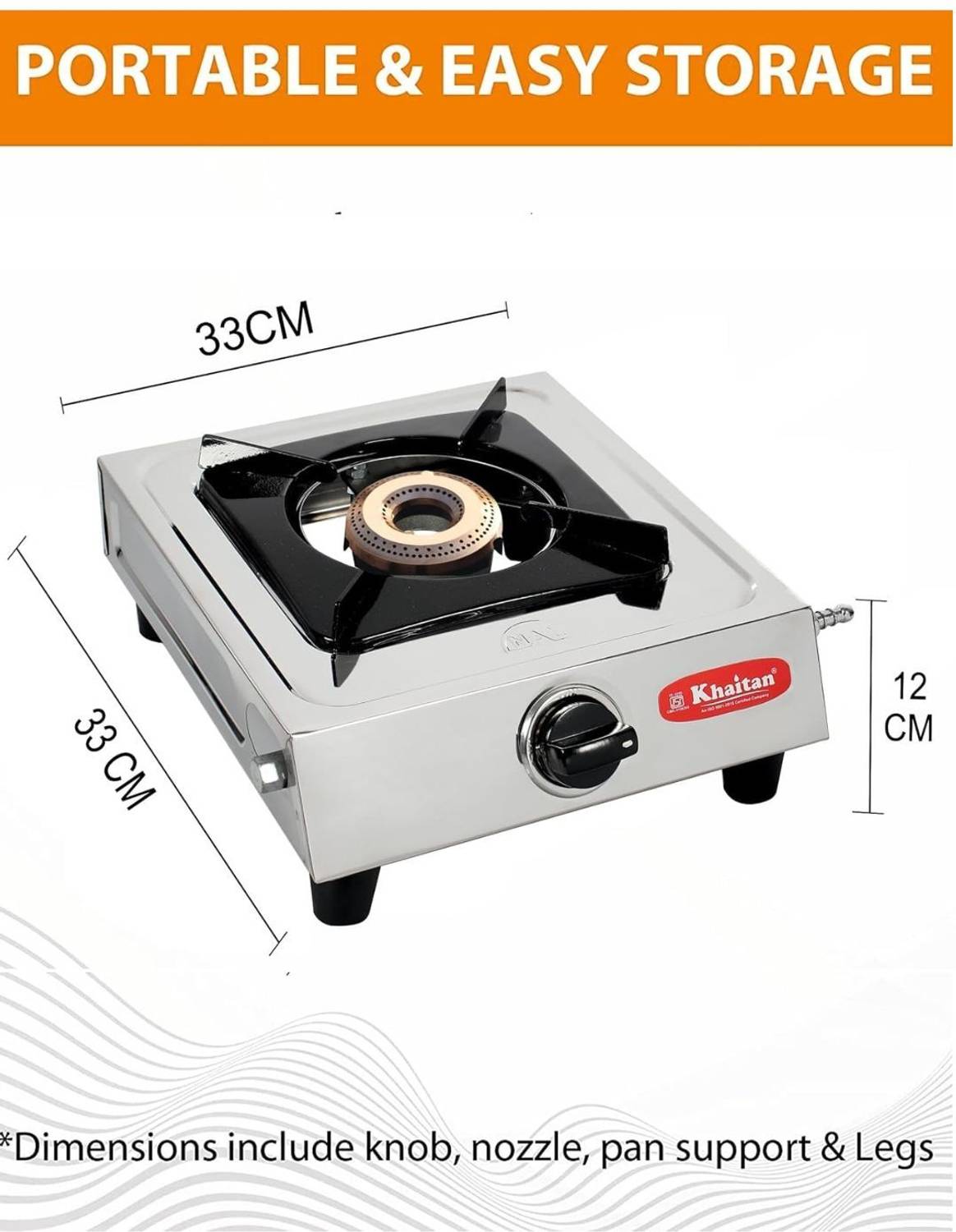 Khaitan 1 Burner Classic Stainless Steel Gas Stove - Image 2